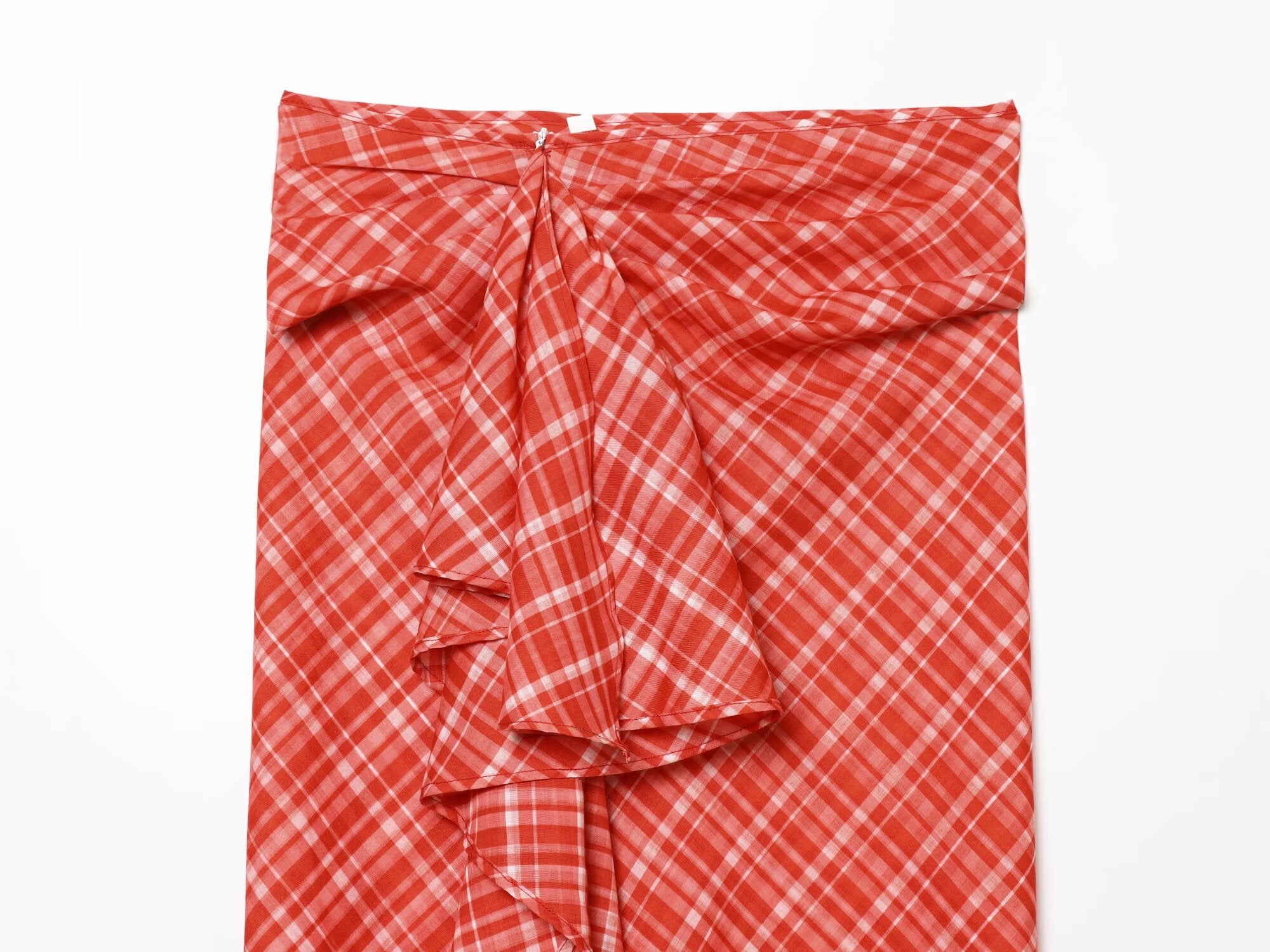 Women's layered decorative Plaid Midi skirt