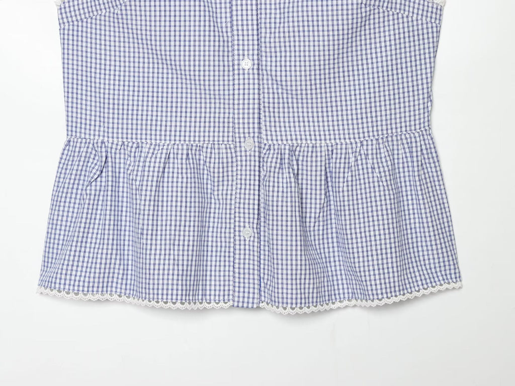 Women's casual plaid patchwork shirt