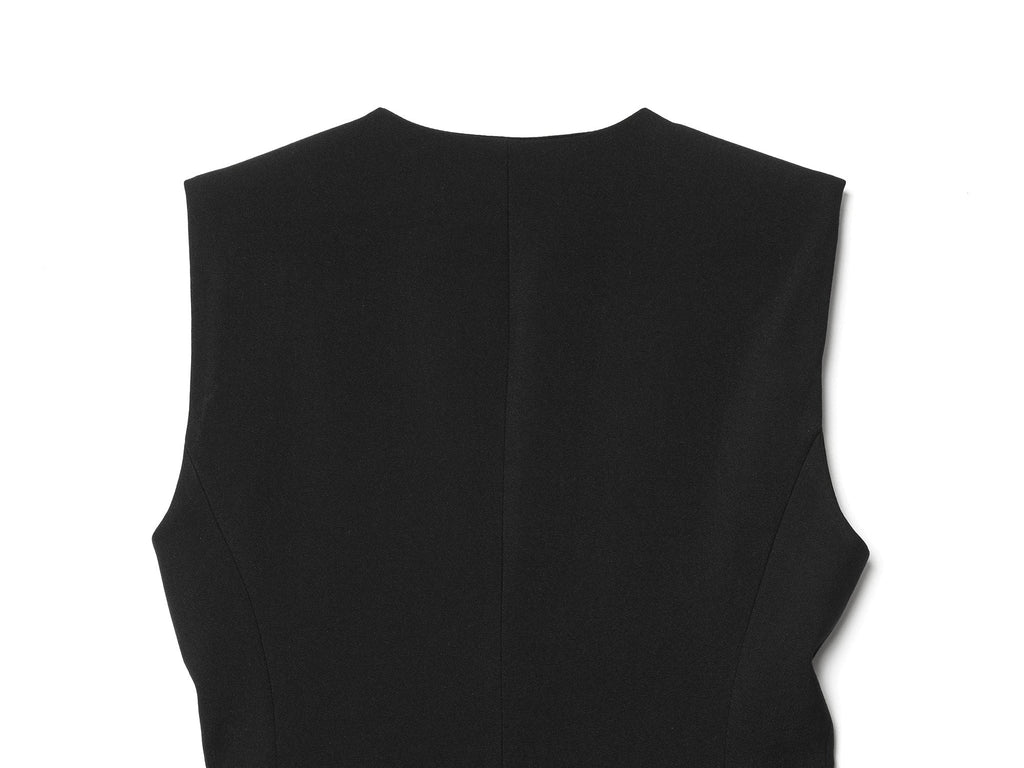 suit Women's 2 pieces black slim V-neck vest+Pants