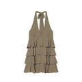 Women's layered decorative hanging neck mini dress