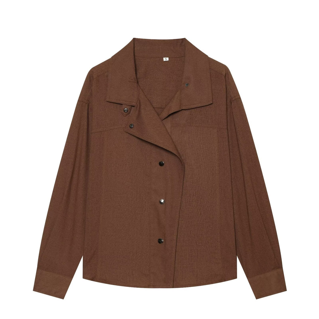 Women's Retro Buckle Long Sleeve Shirt