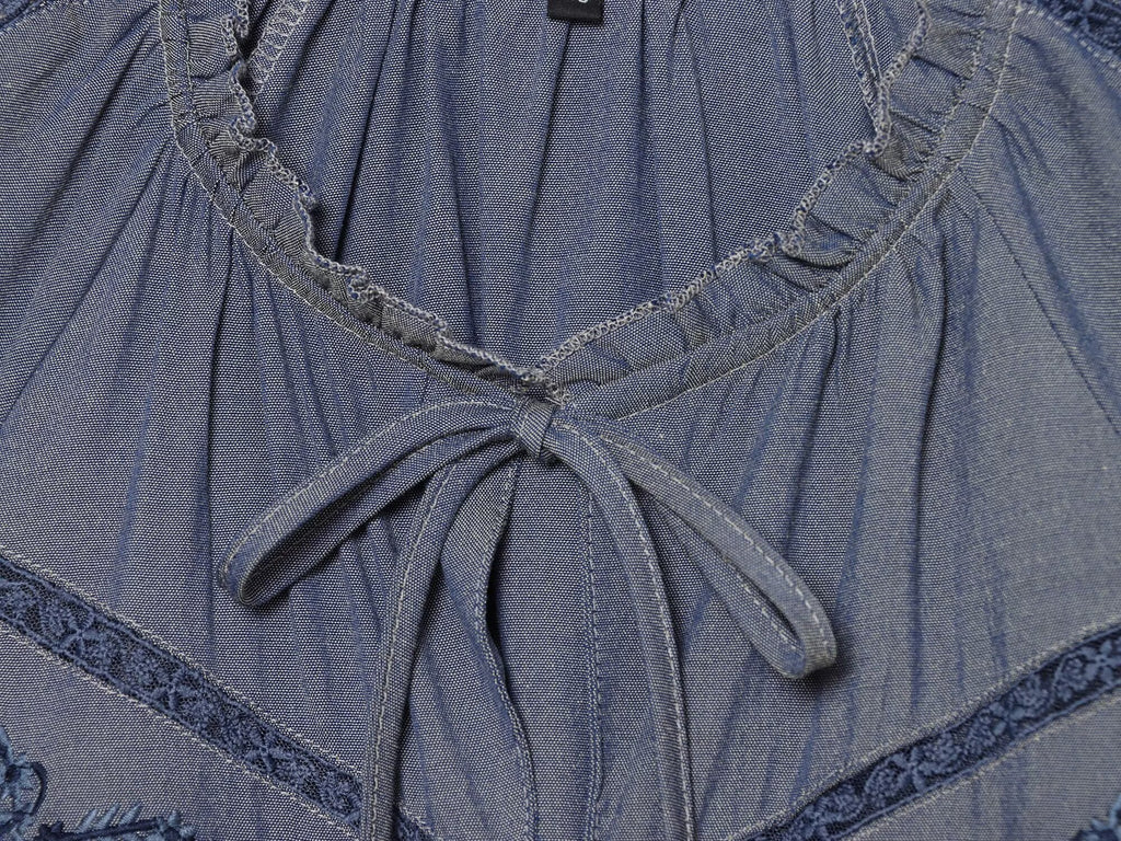 Women's bow decoration embroidered shirt