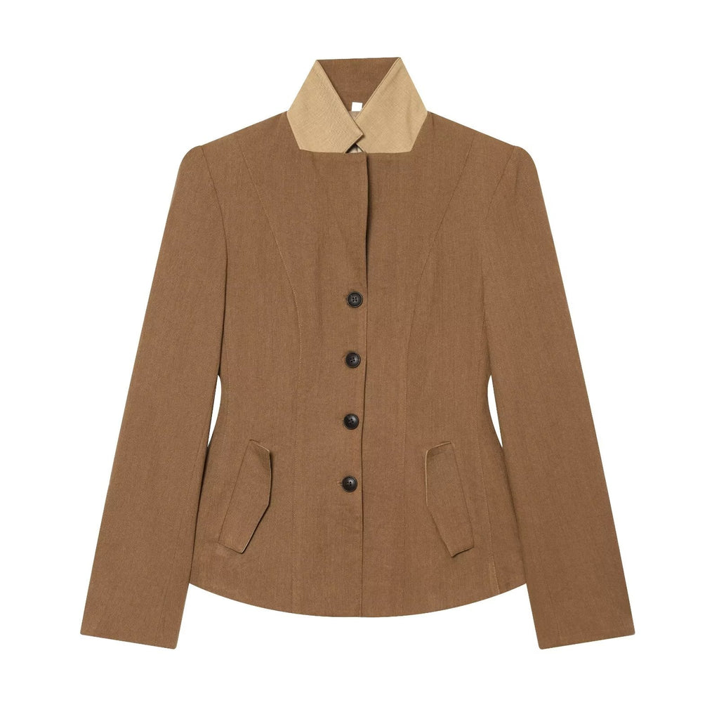 Women's slim linen blend Blazer Coat