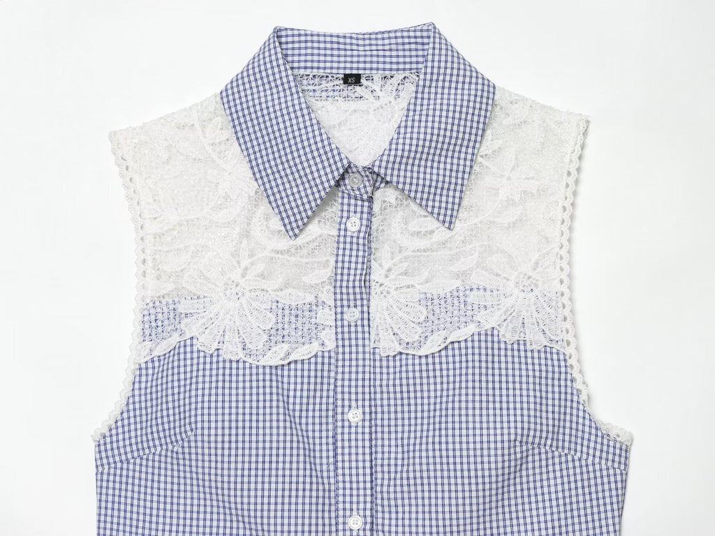 Women's casual plaid patchwork shirt