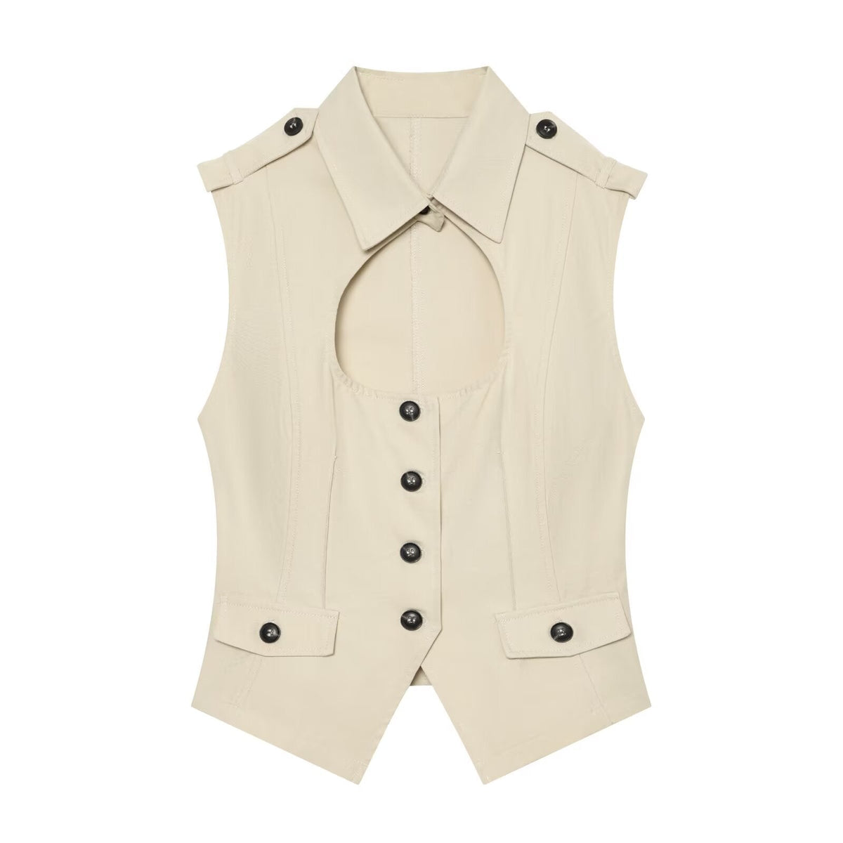 Women's open design windbreaker fabric top