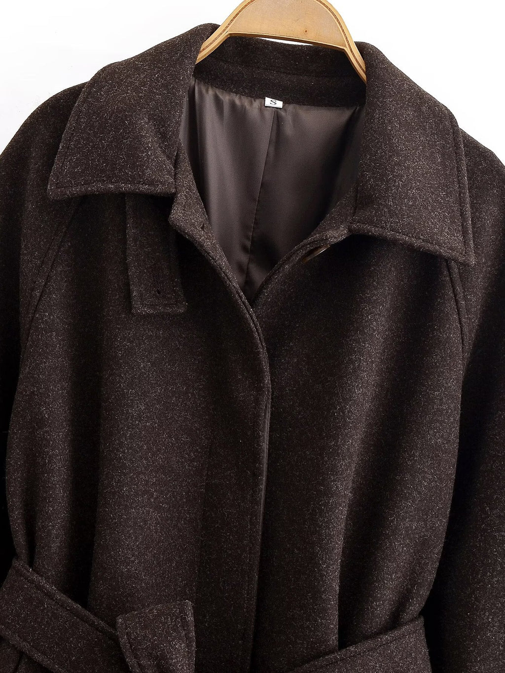 Women's with Belt loose warm Lapel woolen coat