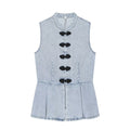 Women's rope knot denim vest style top