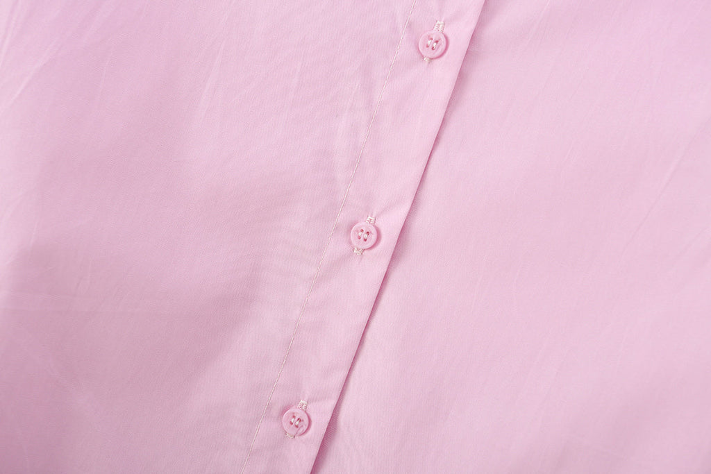 Women's loose cotton Lapel poplin shirt