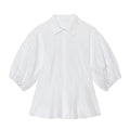 Women's skirt style hem bubble sleeve shirt