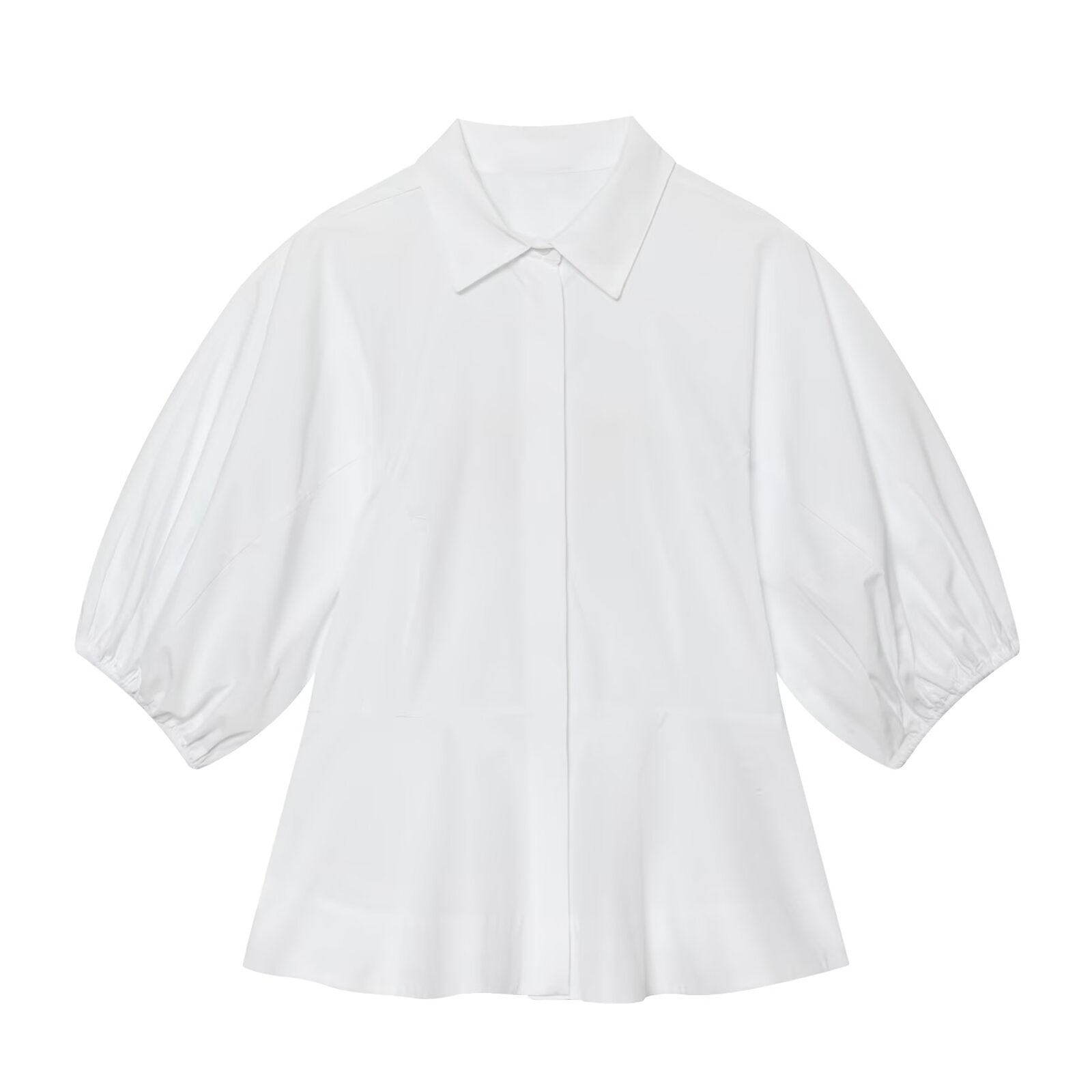 Women's skirt style hem bubble sleeve shirt