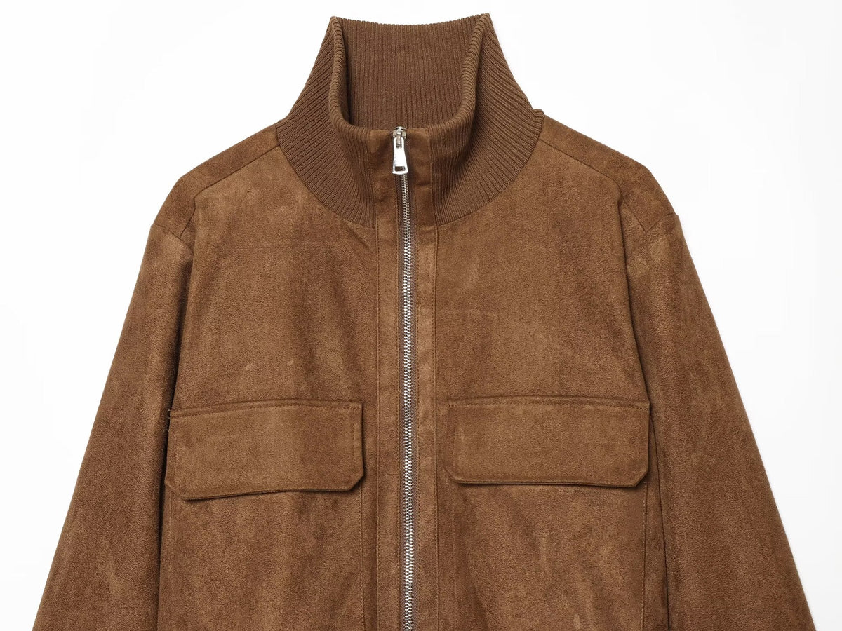 Women's suede texture short pilot jacket Coat