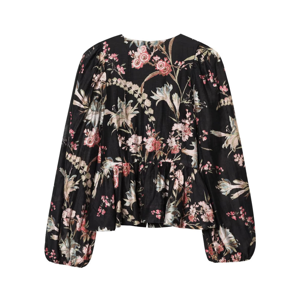 Women's skirt style hem printed top