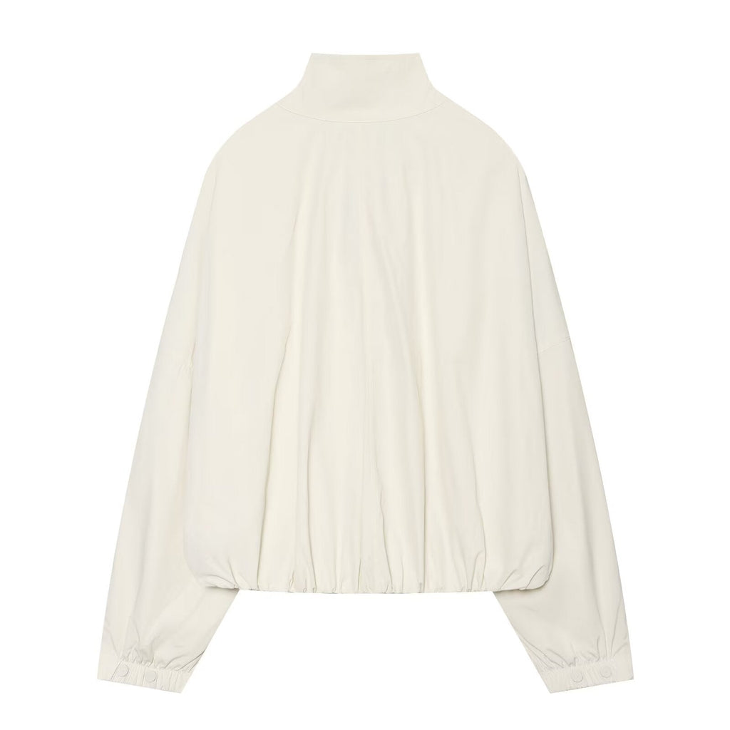 Women's standing collar single breasted nylon Coat