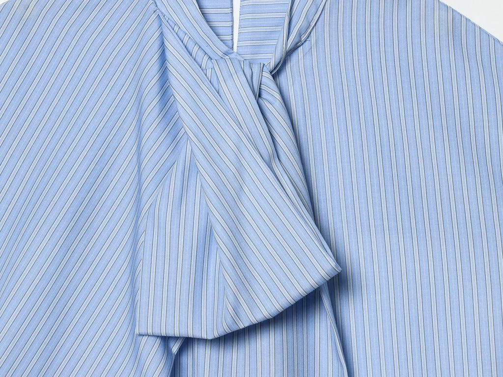 Women's bow decoration striped shirt