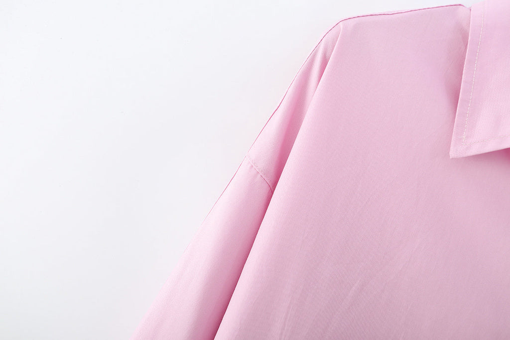 Women's loose cotton Lapel poplin shirt