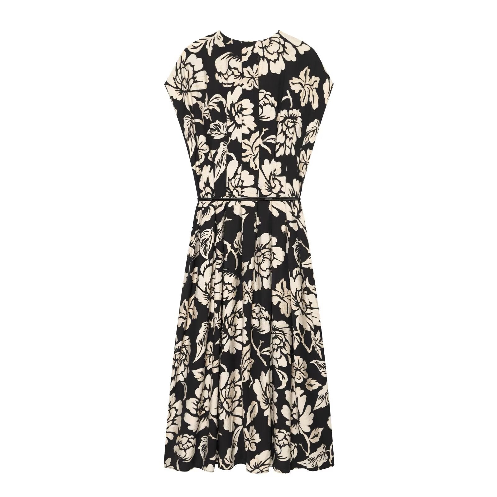 Women's printed V-neck MIDI dress