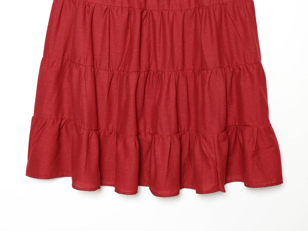 suit Women's 2 pieces linen blend halter neck top+Skirts
