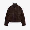 Women's new fashion Anti suede effect short standing collar flying jacket Coat