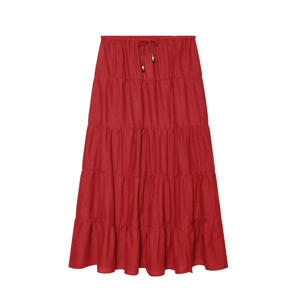 suit Women's 2 pieces linen blend halter neck top+Skirts