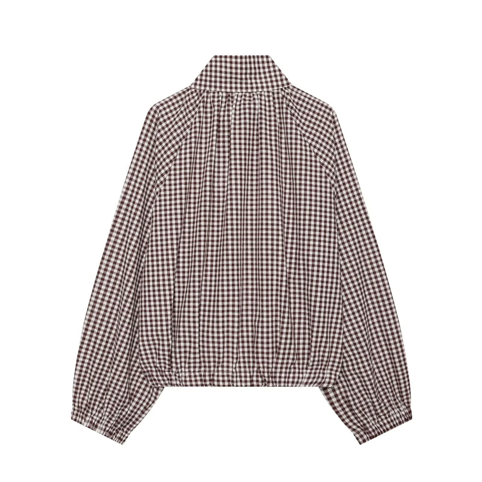 Women's with drawstring casual plaid Coat