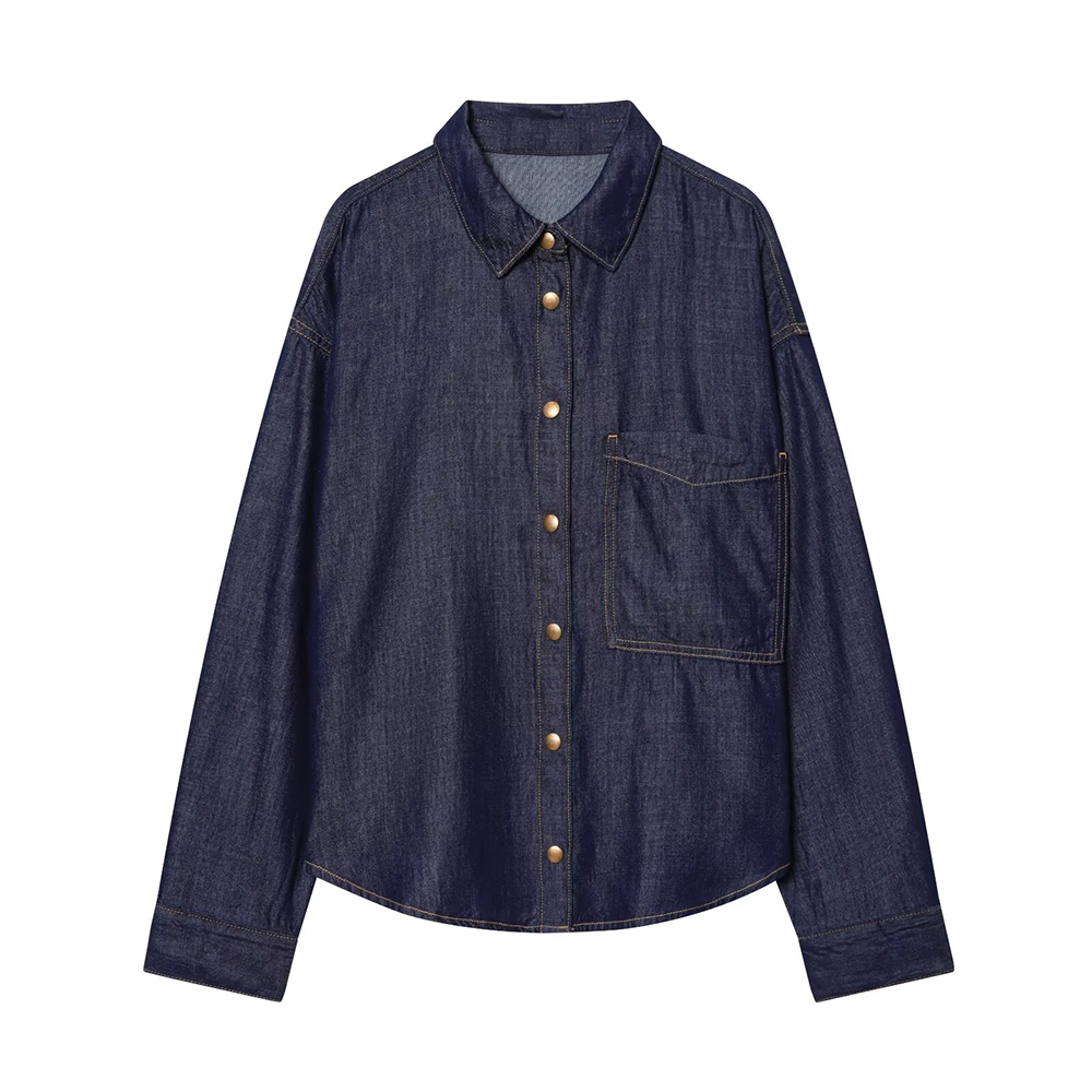 suit Women's 2 pieces loose Lapel denim shirt+Jeans