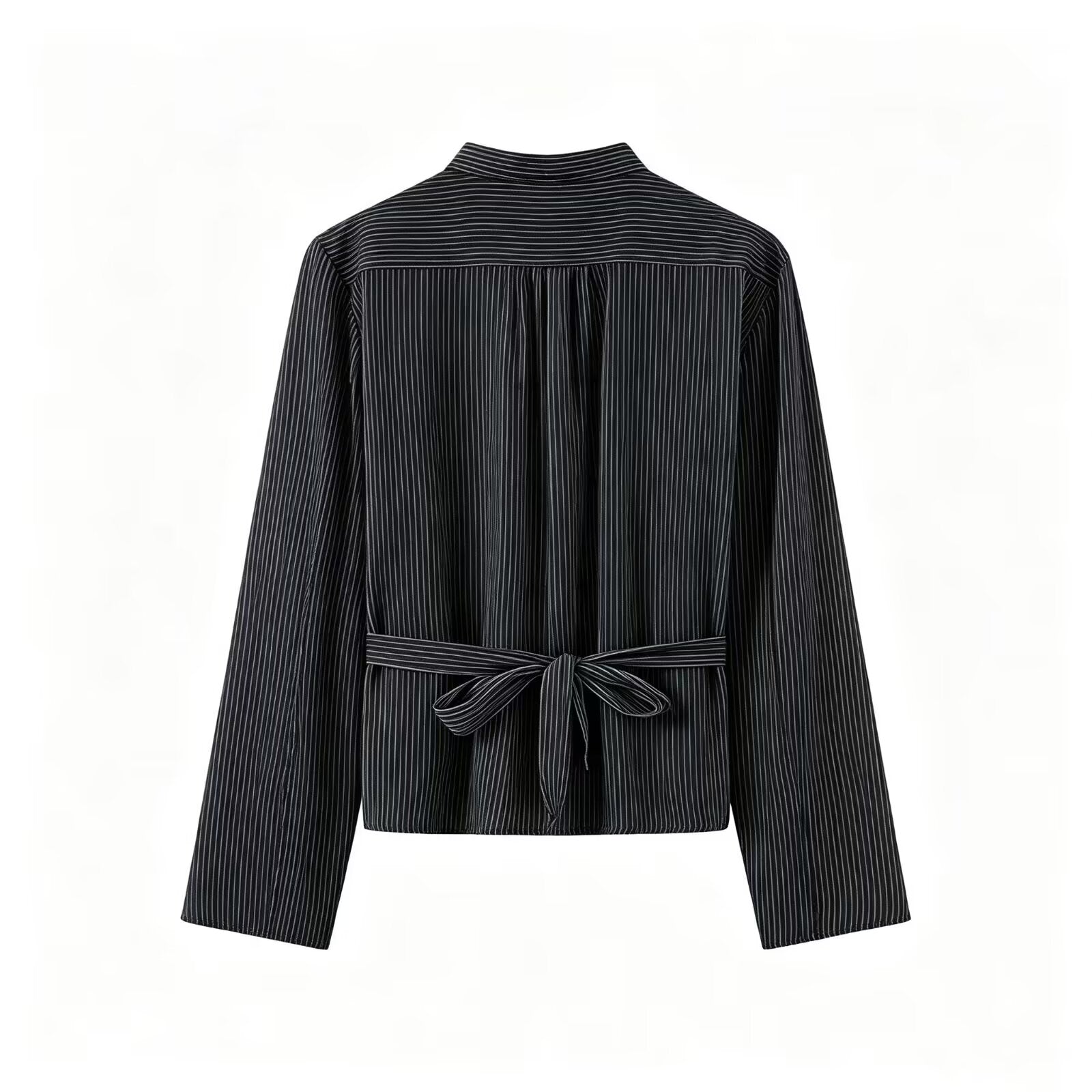 Women's O Neck striped rope button shirt
