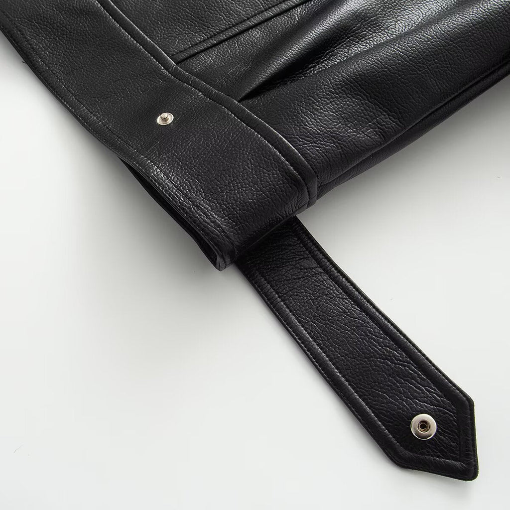 Women's black faux leather pilot jacket Coat