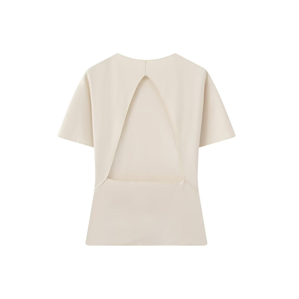 suit Women's 2 pieces backless design round neck top+Pants