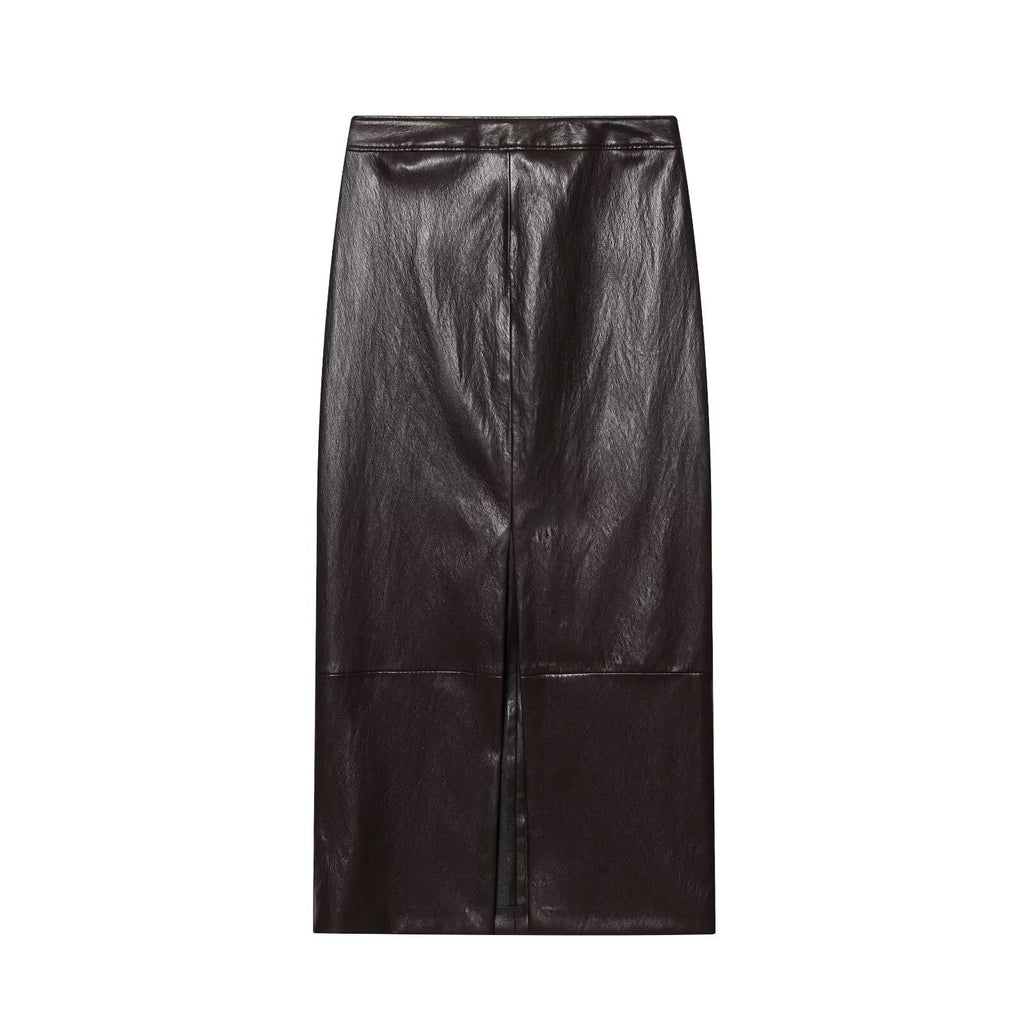 suit Women's 2 pieces with Belt faux leather effect sleeveless top+Skirts