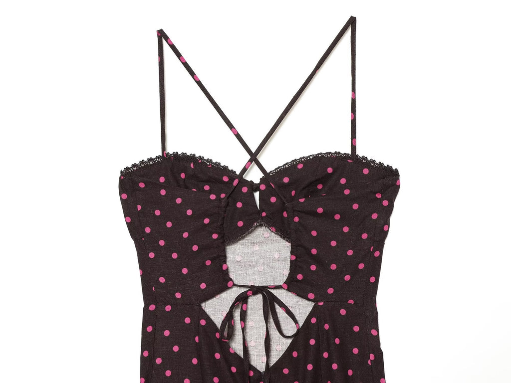 Women's polka dot suspender MIDI dress
