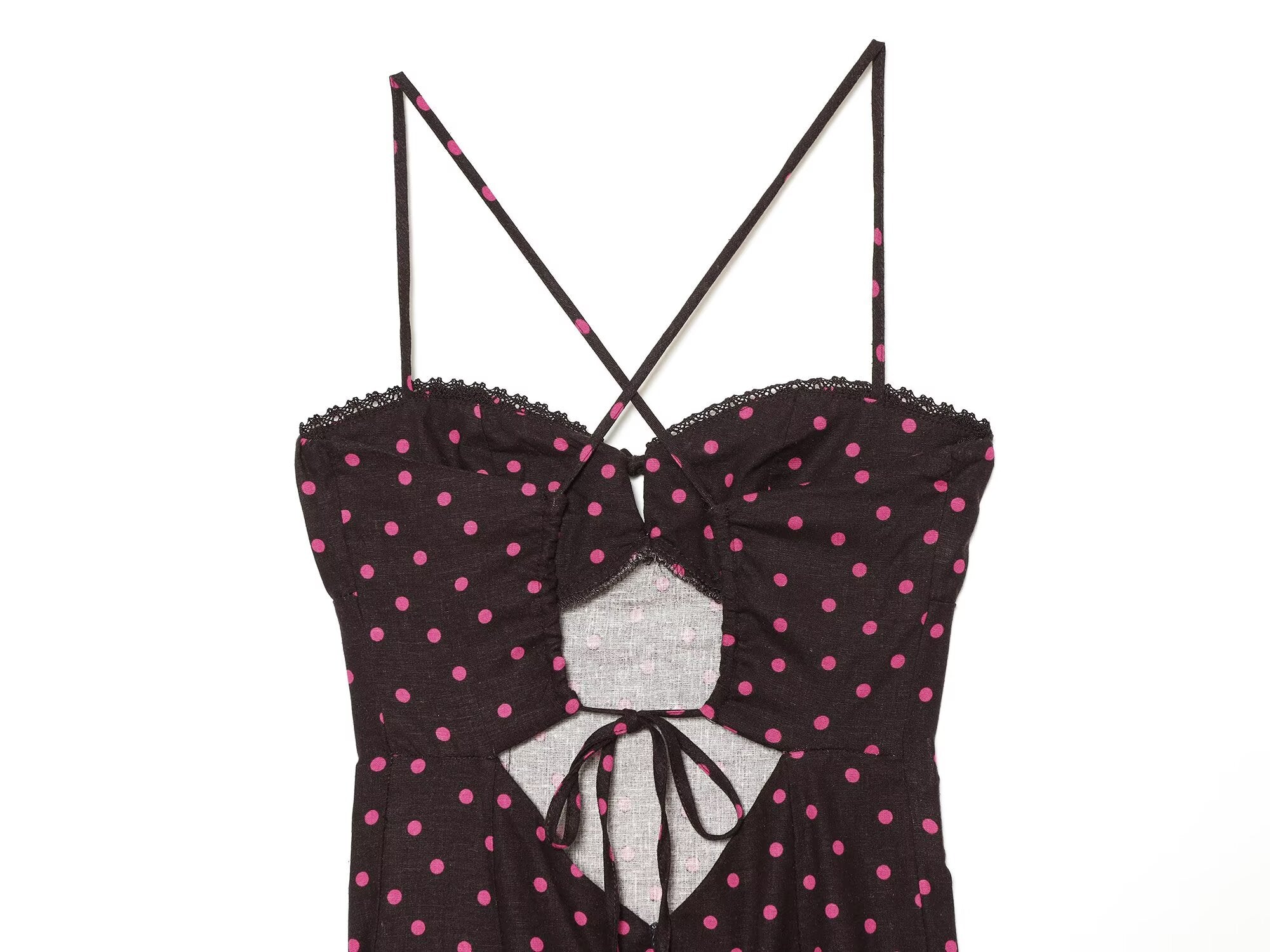 Women's polka dot suspender MIDI dress