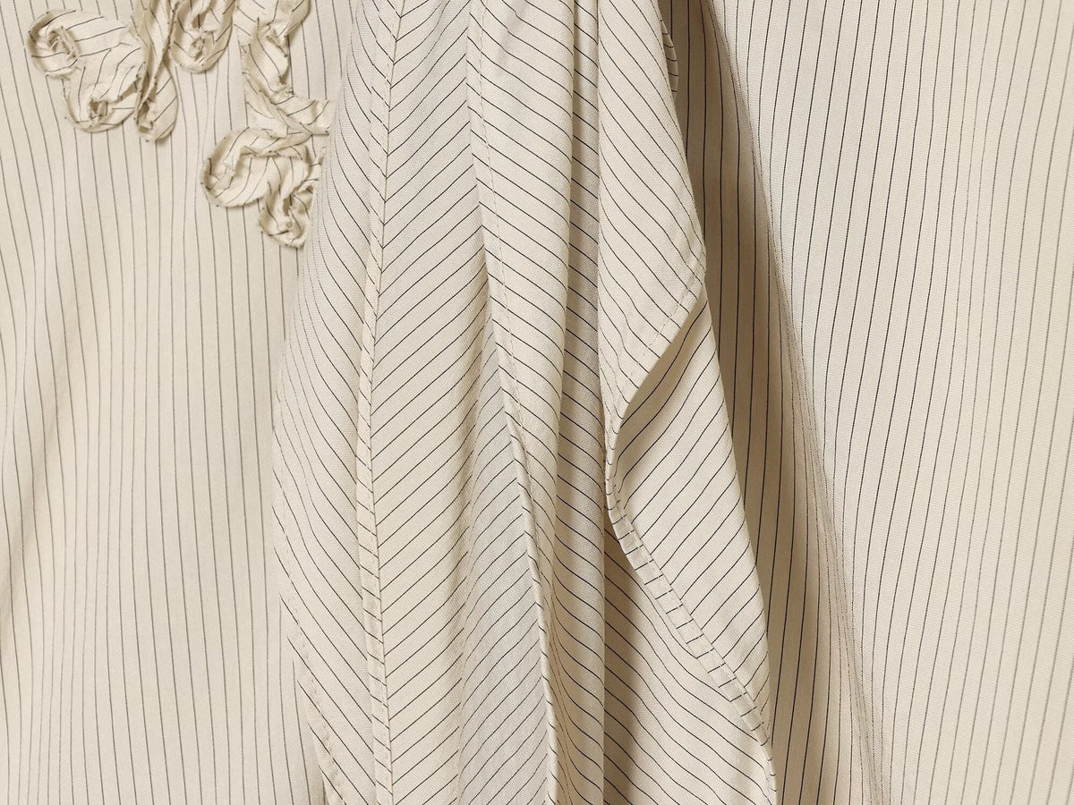 Women's knot decoration casual striped shirt