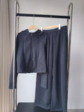 Women's slim-fit hooded cardigan and trousers two-piece set