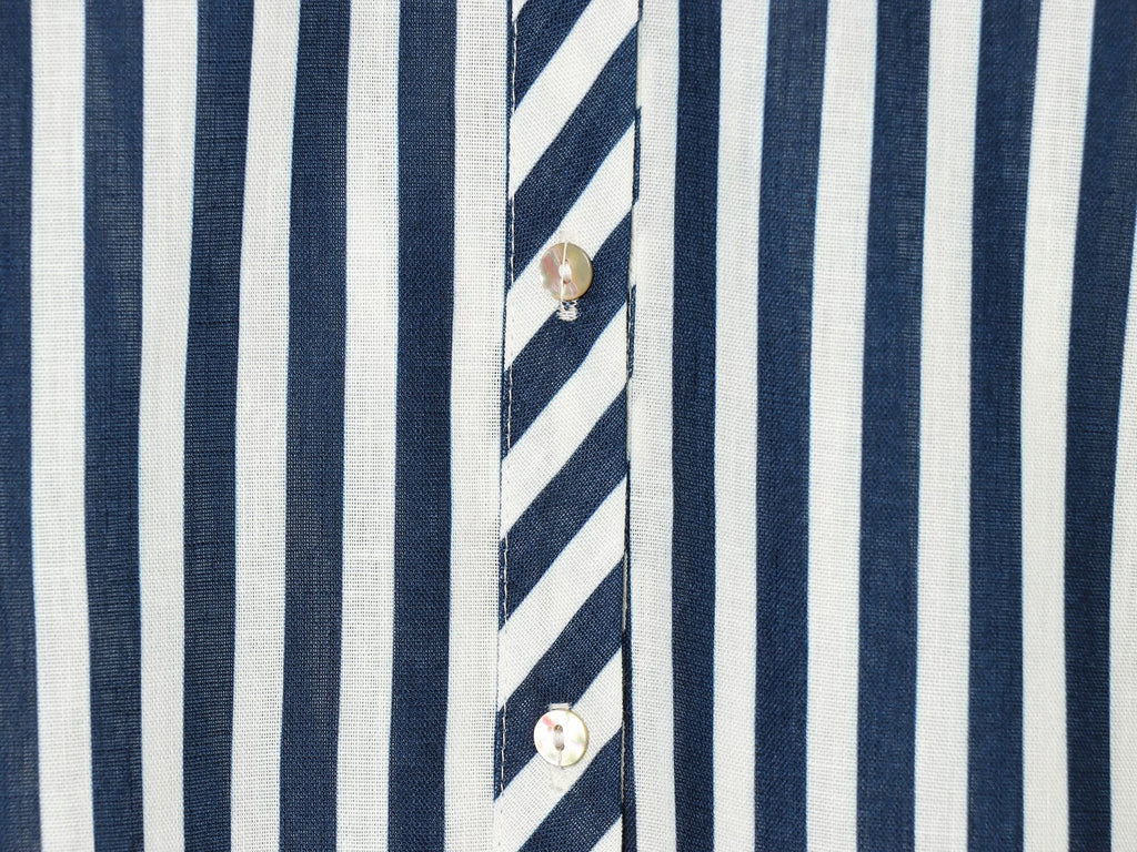 Women's bubble sleeve linen striped shirt