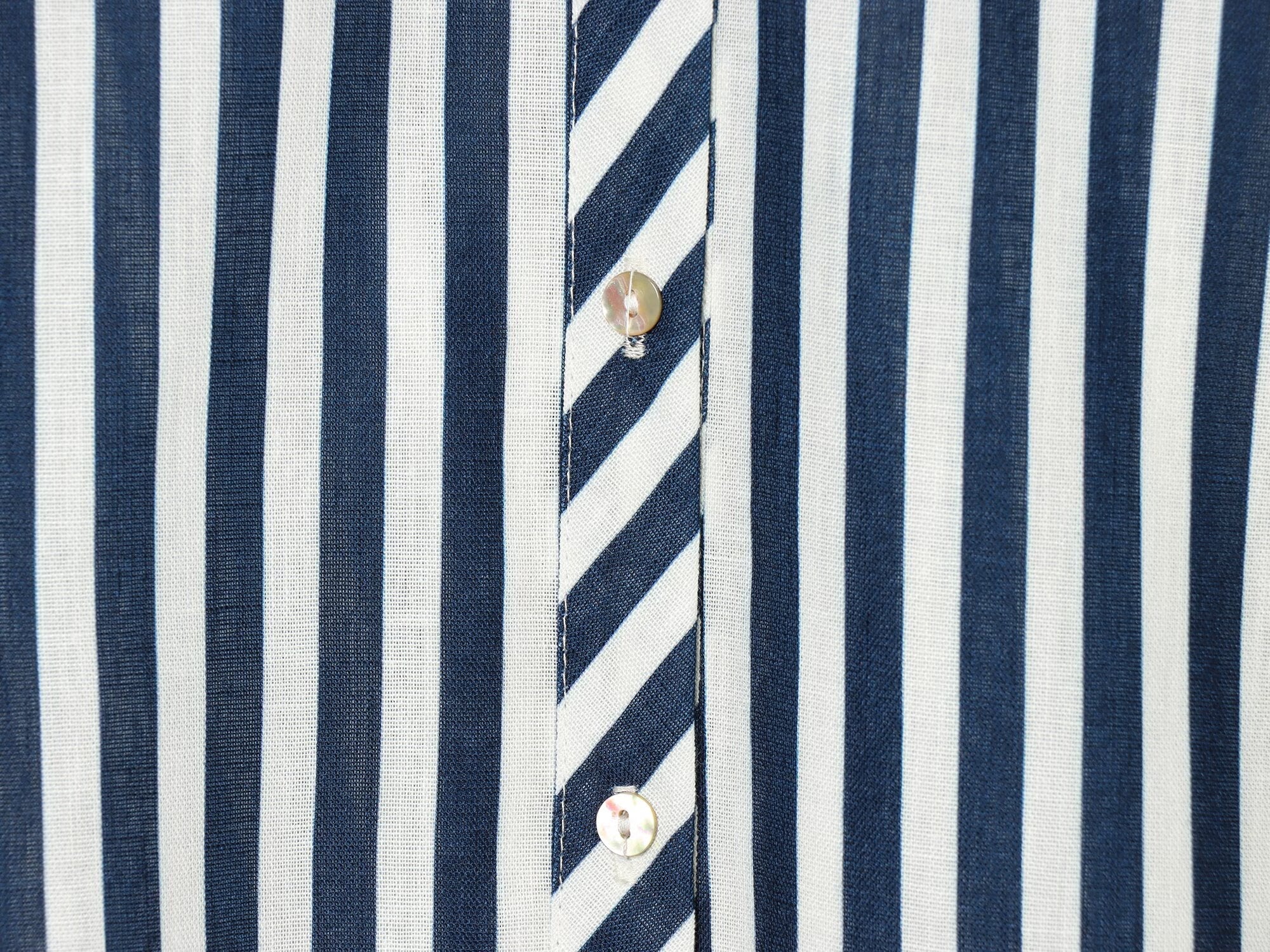 Women's bubble sleeve linen striped shirt