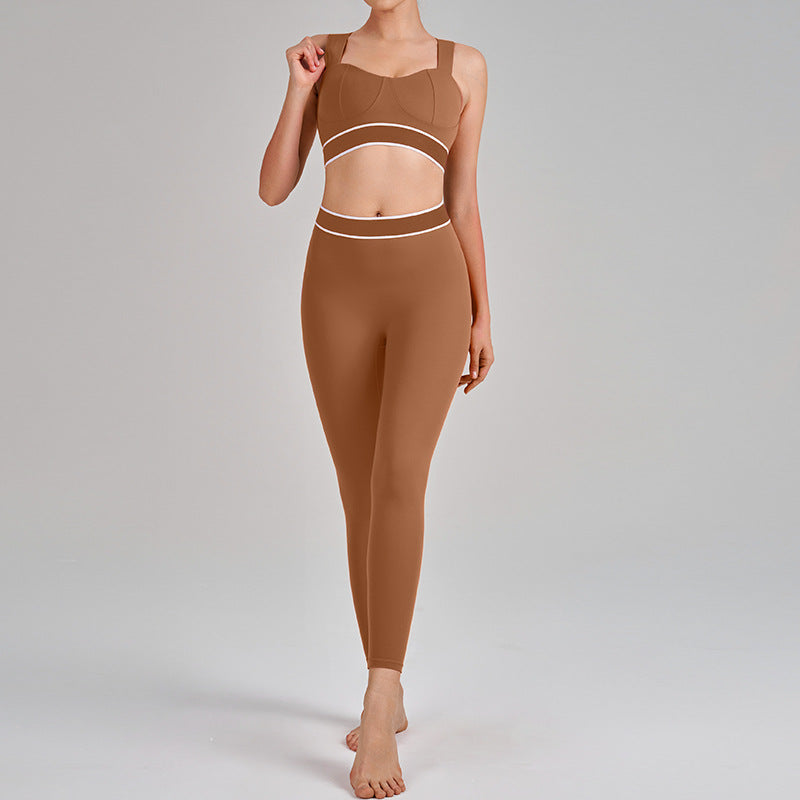 Women's new yoga clothes, high waist, hip, abdomen, sling and beautiful back running sports bra suit