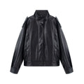Women's black faux leather pilot jacket Coat