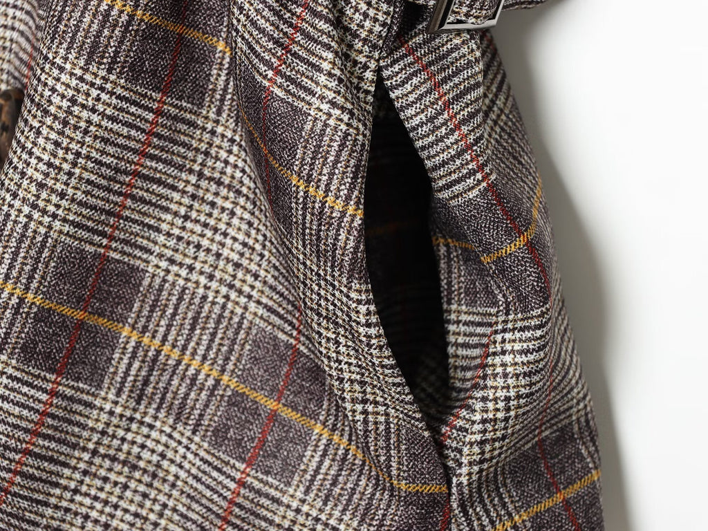 Women's straps decorative checkered Blazer Coat