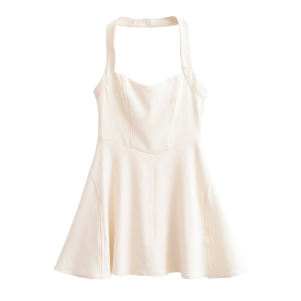 Women's hanging neck wide hem dress