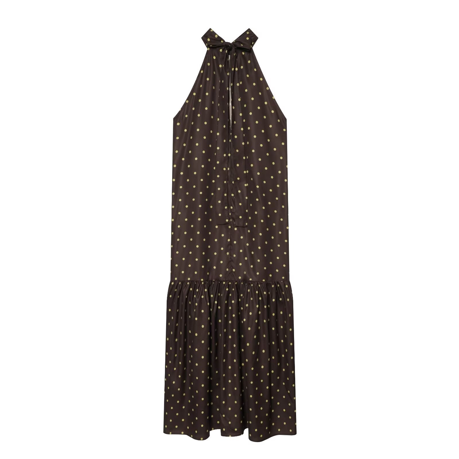 Women's polka dot hanging neck MIDI dress