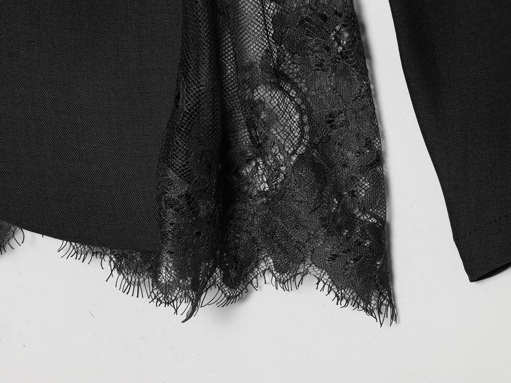 2026 Women's contrasting lace slim Blazer Coat