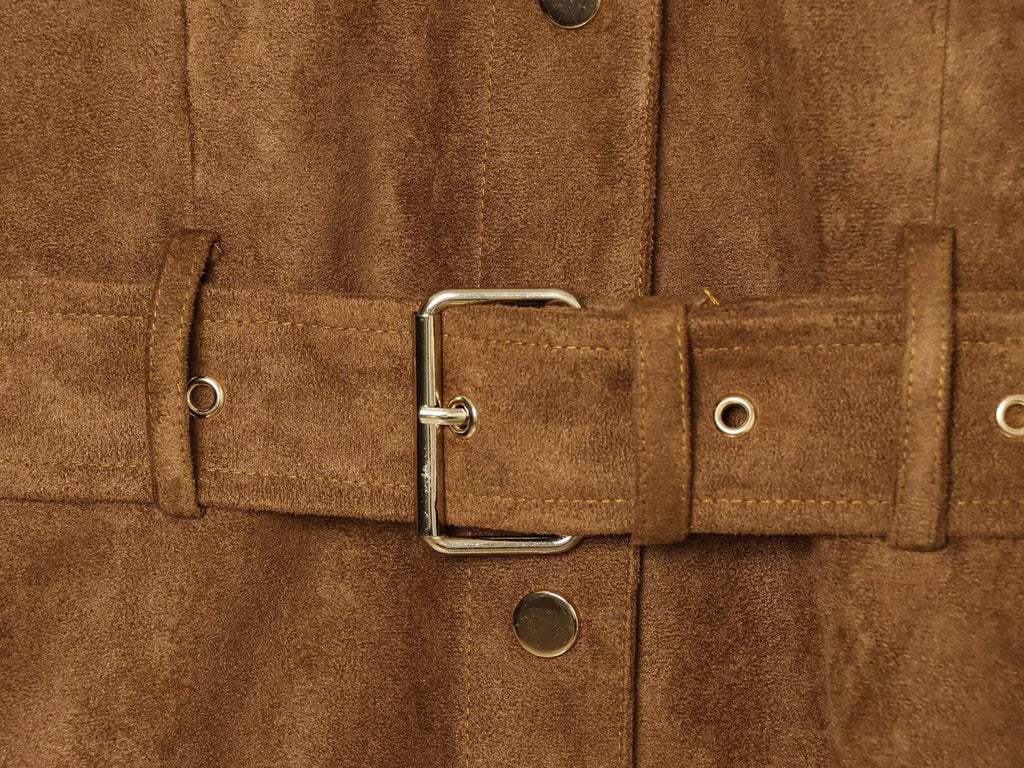 Women's with belt suede texture jacket Coat