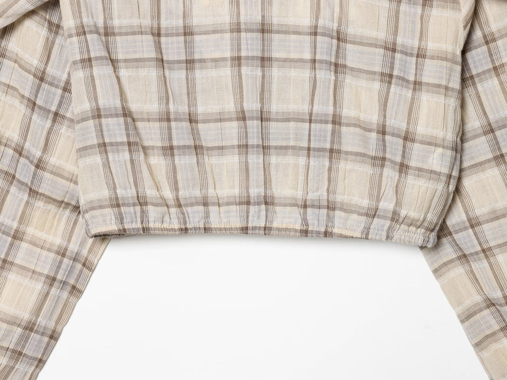 Women's Layered Decorative Short Plaid Top