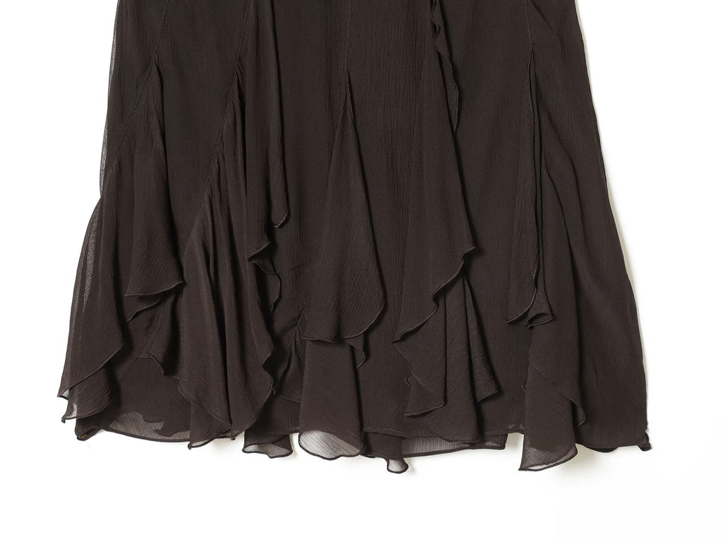 Women's asymmetrical ruffle edge draped mini skirt