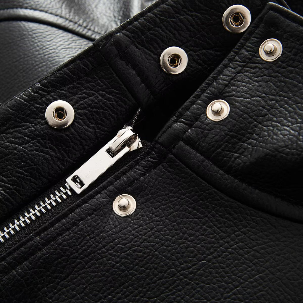 Women's black faux leather pilot jacket Coat