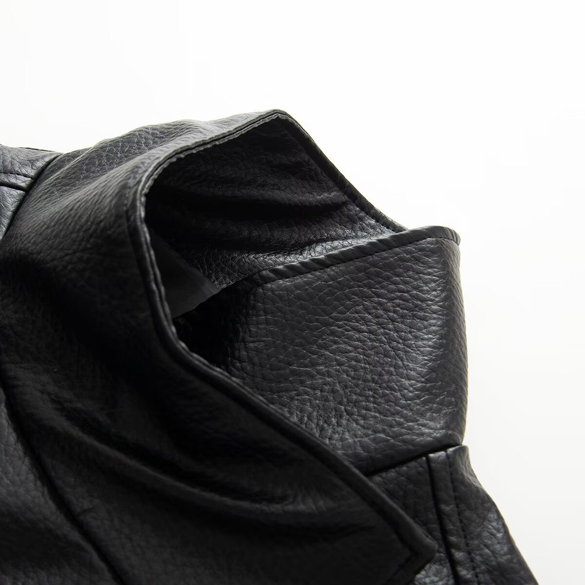 Women's high necked faux leather waistband jacket