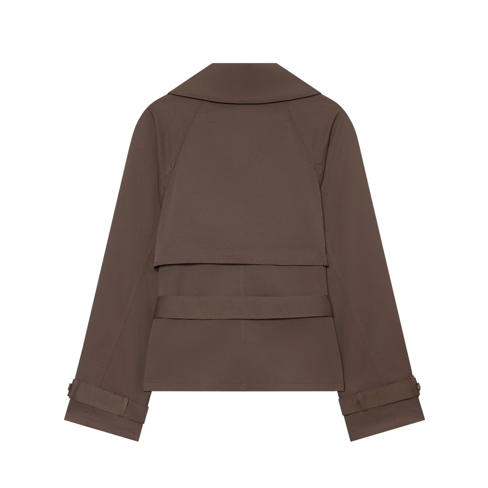 Women's With Belt Short Double breasted Windbreaker Coat
