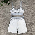 Women's new high-elastic, high-waist hip-lifting shorts vest fitness suit
