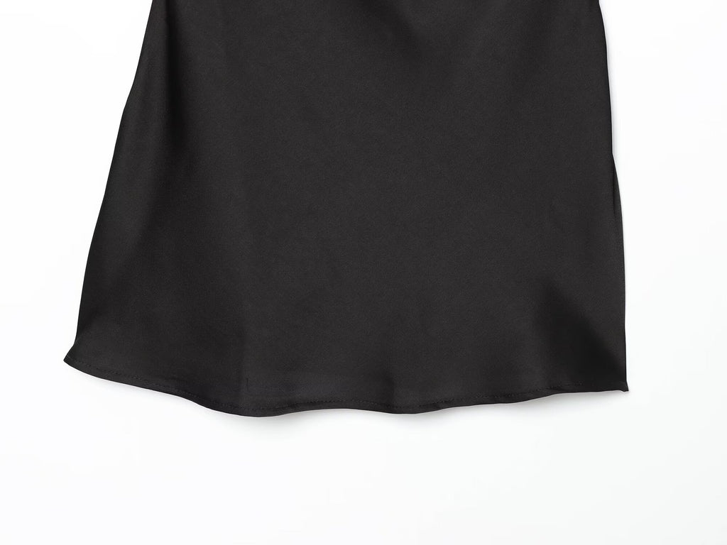 Women's satin textured halter neck dress