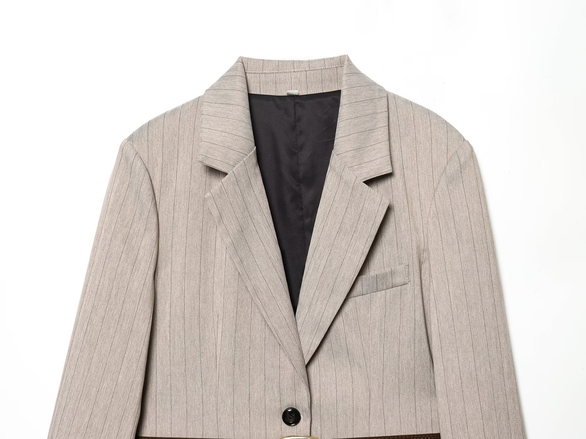 Women's long sleeved herringbone diagonal Blazer Coat